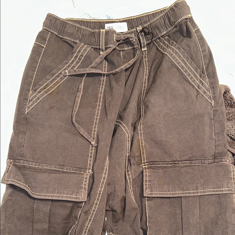 Brown Cargo Pants with Belt
